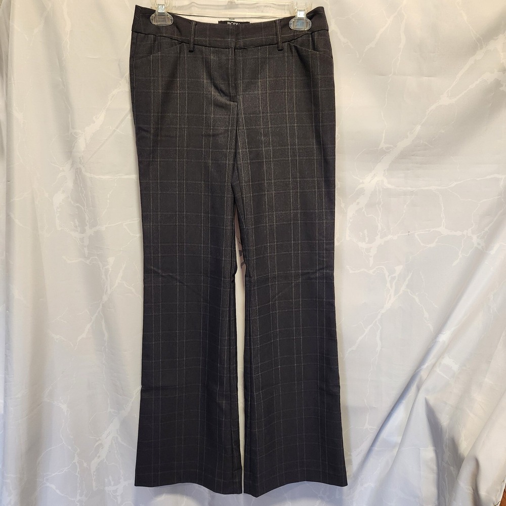 Body by Victoria Christie Fit Slacks Women's 2 Gray Plaid Flare Mid-Rise Office